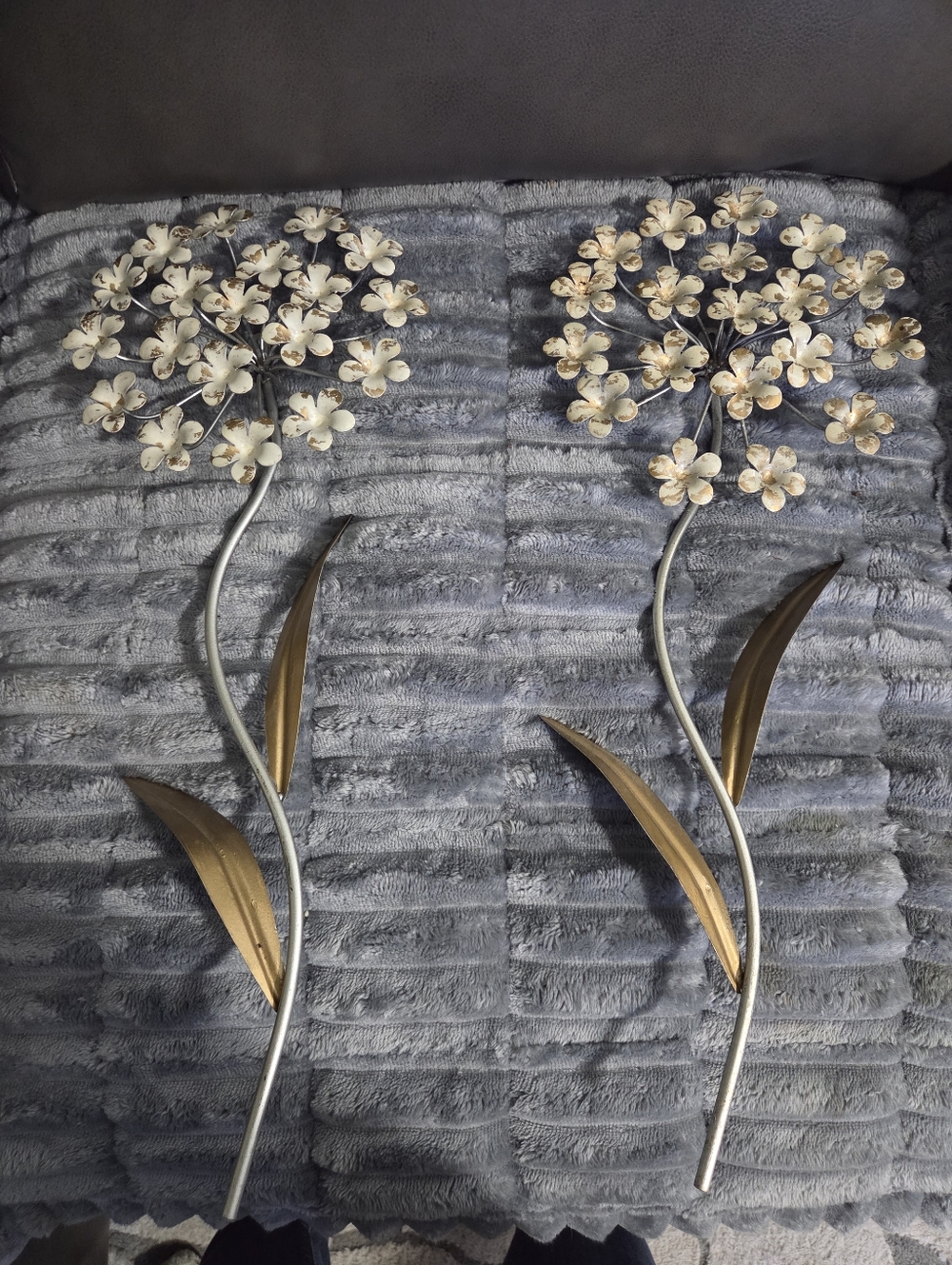 Hobby Lobby Gold and Cream Floral Metal Wall Art Pair